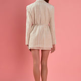 Embellished Velvet Belted Blazer Dress