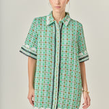 Boucle Mini Shirt Dress With Ric Rac Trim