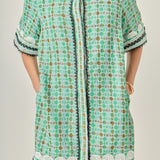 Boucle Mini Shirt Dress With Ric Rac Trim