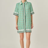 Boucle Mini Shirt Dress With Ric Rac Trim