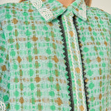 Boucle Mini Shirt Dress With Ric Rac Trim