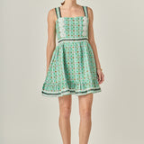 Boucle Square Neck Mini Dress With Ric Rac Trim