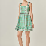 Boucle Square Neck Mini Dress With Ric Rac Trim