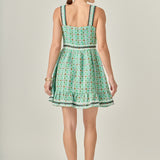 Boucle Square Neck Mini Dress With Ric Rac Trim