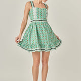 Boucle Square Neck Mini Dress With Ric Rac Trim