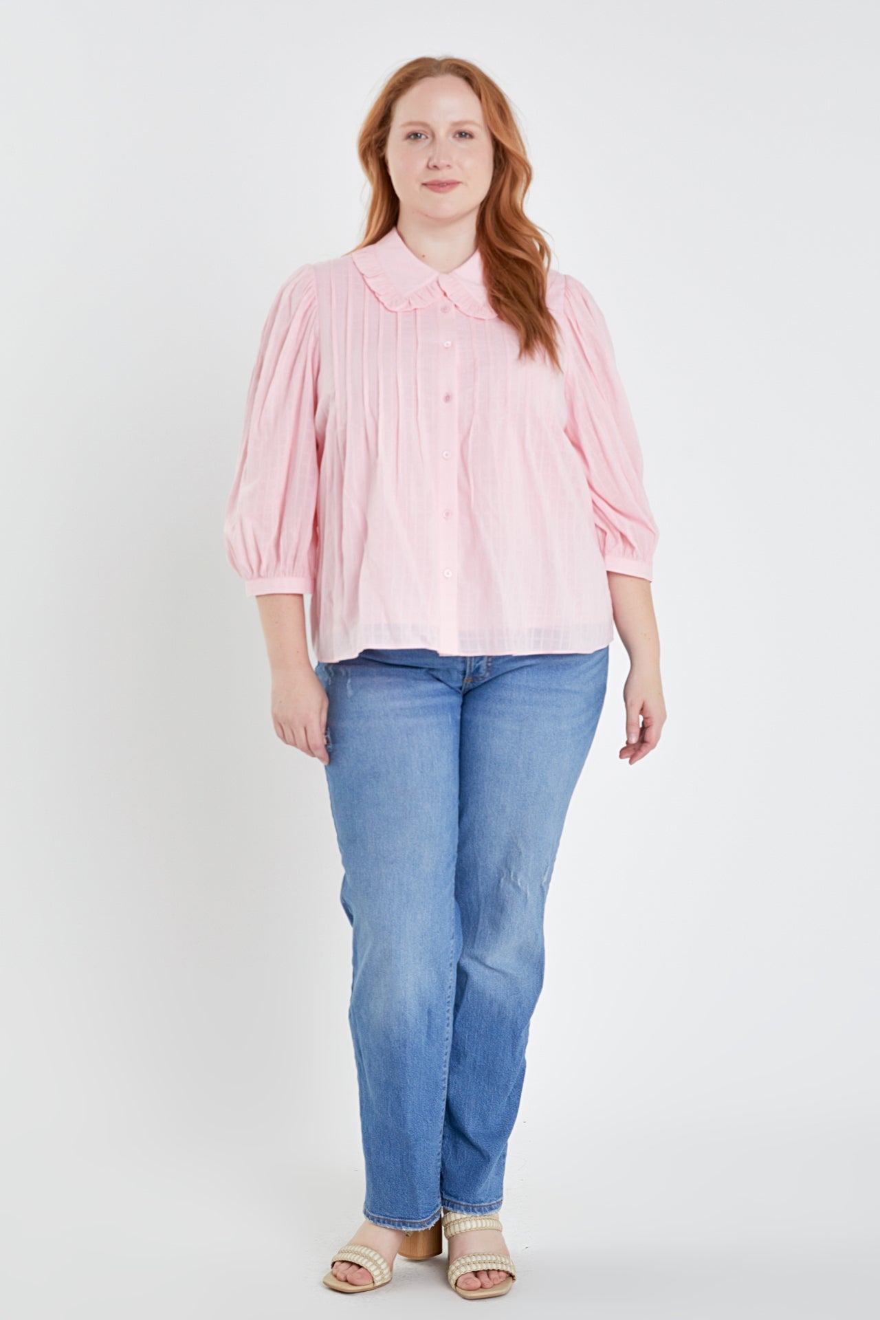 Plus Size Ruffled Collar Blouse