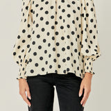 Polka Dot Smock Neck Blouse