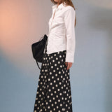 Polka Dot Pleated Midi Skirt