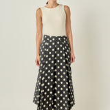 Polka Dot Pleated Midi Skirt