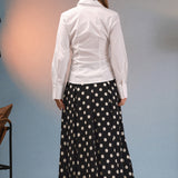 Polka Dot Pleated Midi Skirt