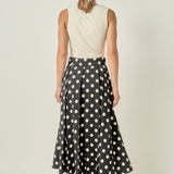 Polka Dot Pleated Midi Skirt