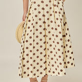 Polka Dot Pleated Midi Skirt