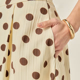 Polka Dot Pleated Midi Skirt