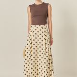 Polka Dot Pleated Midi Skirt