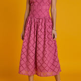 Embroidered Lace Sleeveless Midi Dress