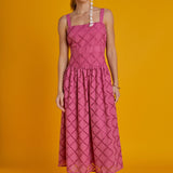 Embroidered Lace Sleeveless Midi Dress