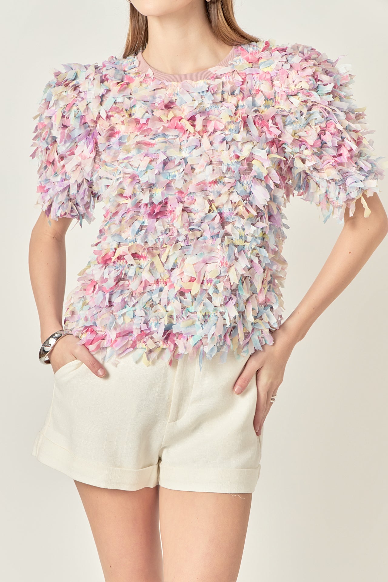 Premium Textured Ribbon Top – English Factory