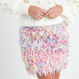 Premium Textured Ribbon High Waisted Mini Skirt