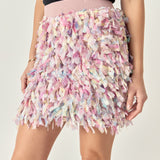 Premium Textured Ribbon High Waisted Mini Skirt