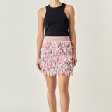 Premium Textured Ribbon High Waisted Mini Skirt