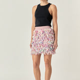 Premium Textured Ribbon High Waisted Mini Skirt