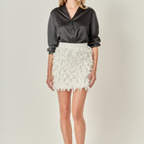 Premium Textured Ribbon High Waisted Mini Skirt