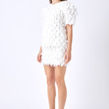 Premium Textured Ribbon High Waisted Mini Skirt