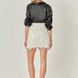 Premium Textured Ribbon High Waisted Mini Skirt