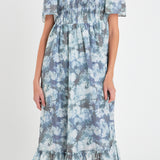 Pleated Tie Die Maxi Dress