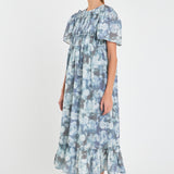 Pleated Tie Die Maxi Dress