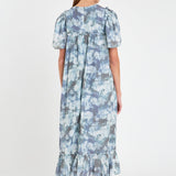 Pleated Tie Die Maxi Dress