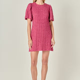 Tiered Jersey Mini Dress With Embroidery