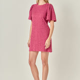 Tiered Jersey Mini Dress With Embroidery