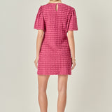 Tiered Jersey Mini Dress With Embroidery