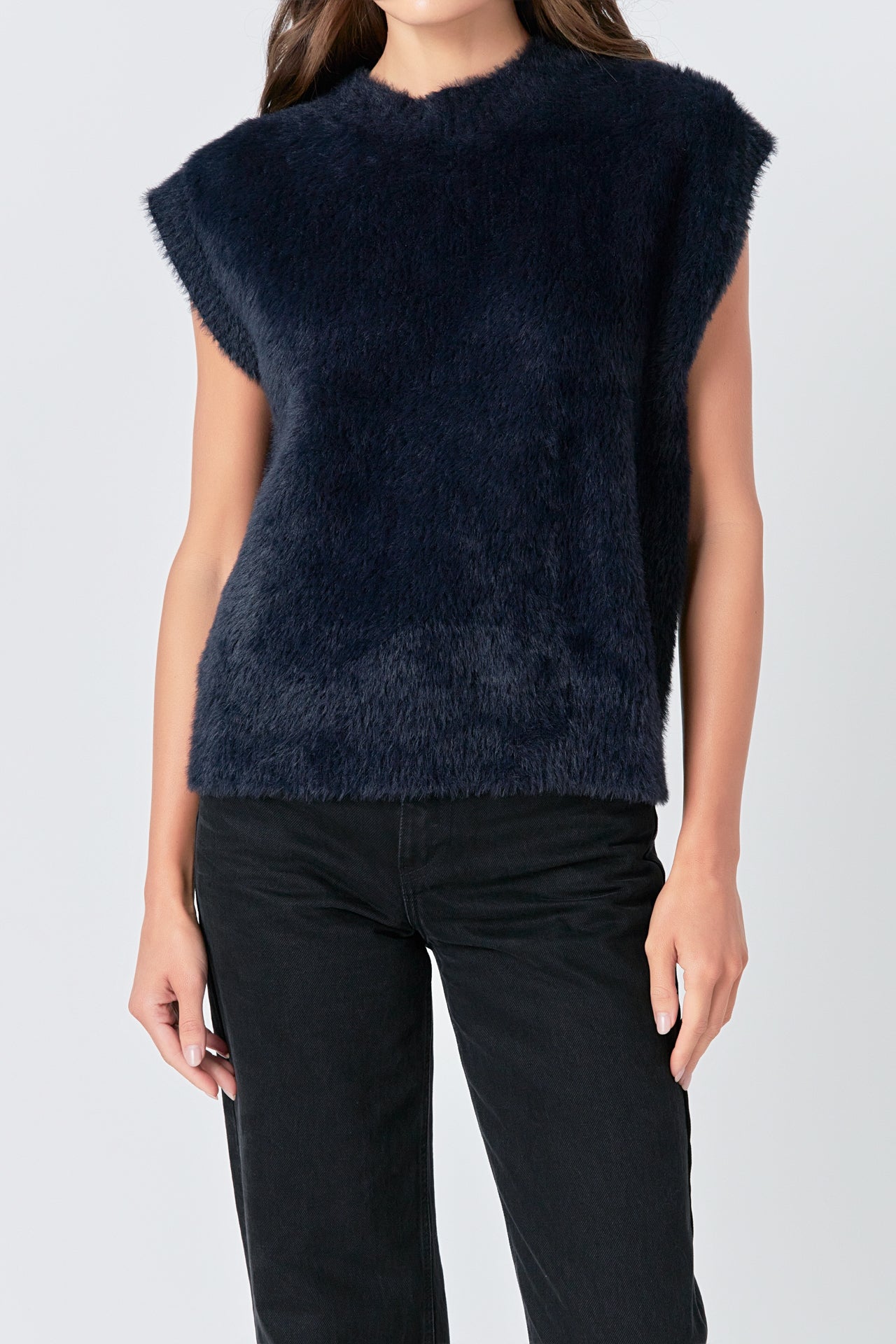 Feather Plush Knit Vest