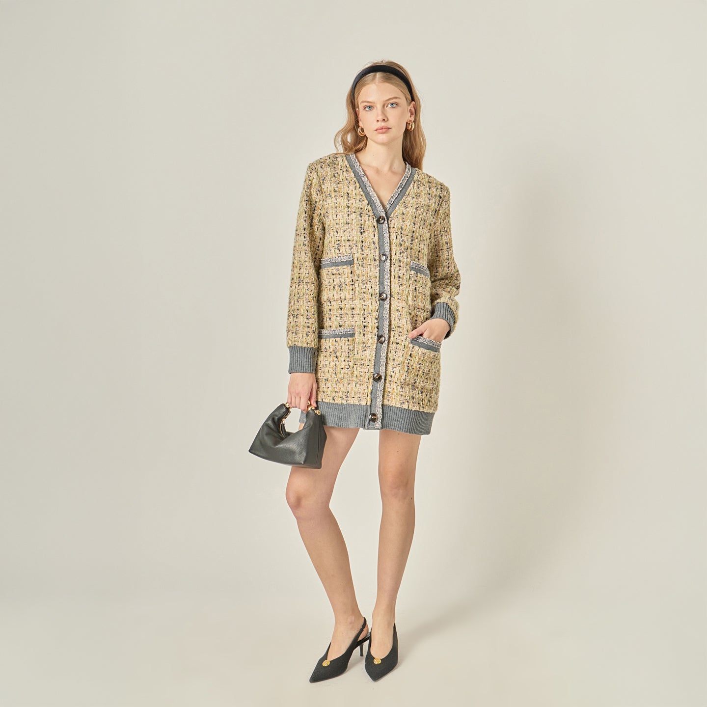 Boucle Coat With Trim
