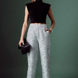 Sequin Tweed Culotte Pants