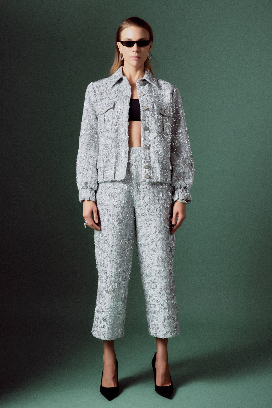 Kelli Sequin Tweed Jacket main image 0