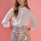 Striped Woven Mini Skirt With Sequins