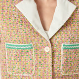 Boucle Cropped Jacket With Trim