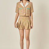 Boucle Cropped Jacket With Trim