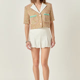 Boucle Cropped Jacket With Trim