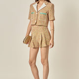 Boucle Cropped Jacket With Trim