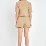 Boucle Cropped Jacket With Trim