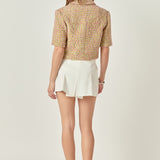 Boucle Cropped Jacket With Trim