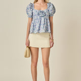 Floral Print Top With Flower