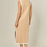 Knit Sleeveless Midi Dress With Ribbon Tie