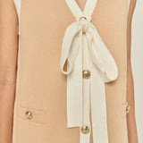 Knit Sleeveless Midi Dress With Ribbon Tie