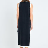 Knit Sleeveless Midi Dress With Ribbon Tie