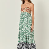 Zebra Print Colorblocked Maxi Dress